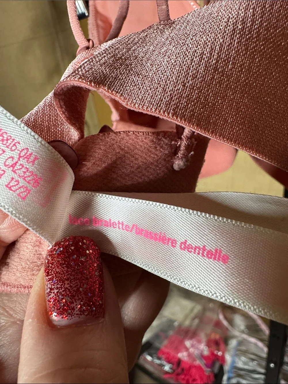 PINK Victoria’s Secret Lace Strappy Back Bralette Dusty Mauve Small EUC